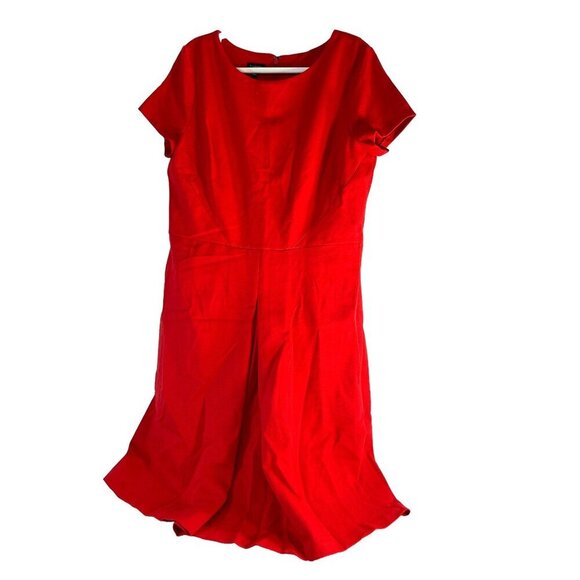 Talbots Womens Dress Red Short Sleeve Back Zip Fit n Flare Size 12 - Picture 1 of 5